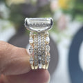 10.50ct Emerald Lab Grown Diamond Hidden Halo Ring with Marquise & Round Stack