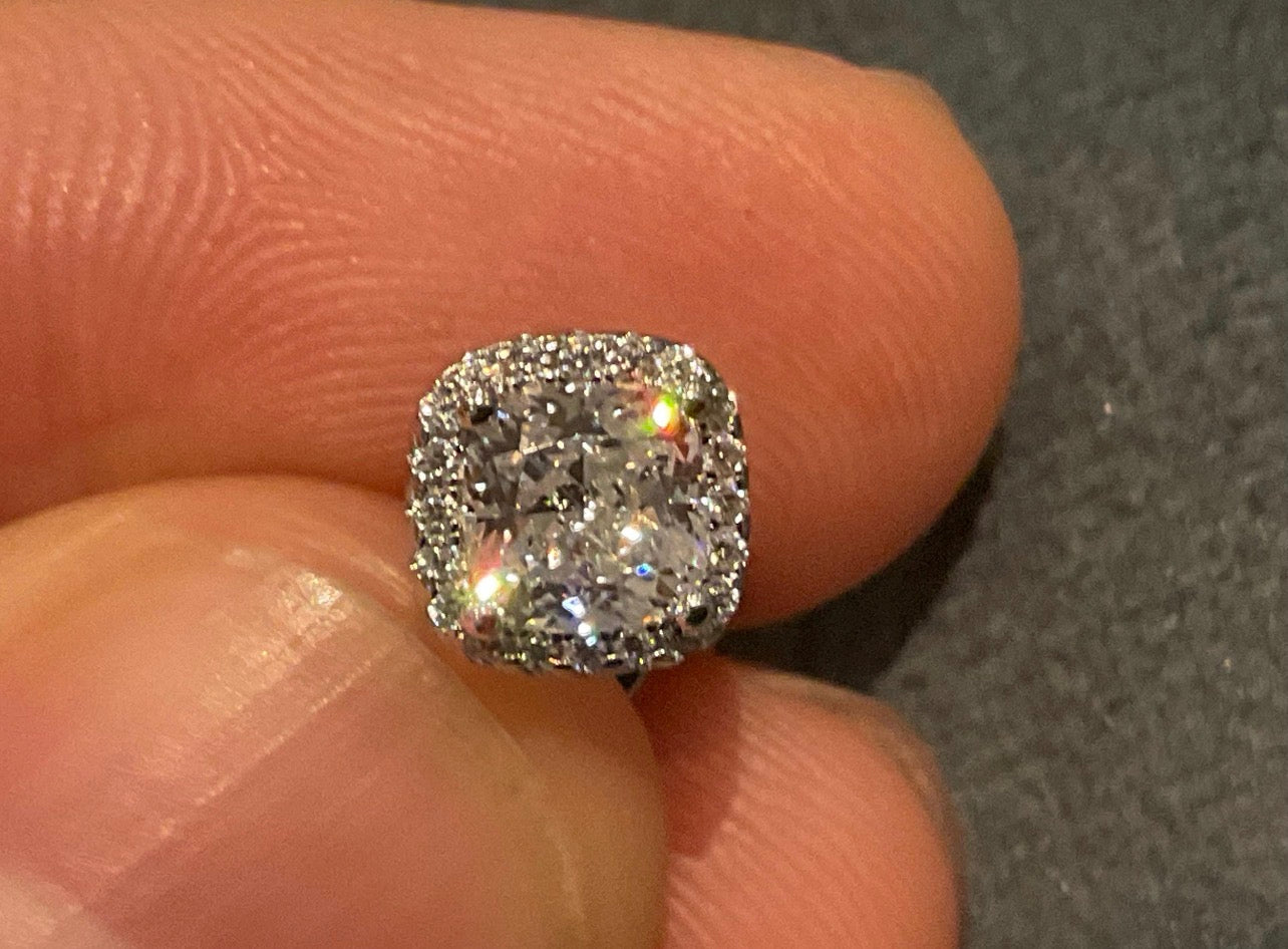 Cushion Cut Halo Earrings