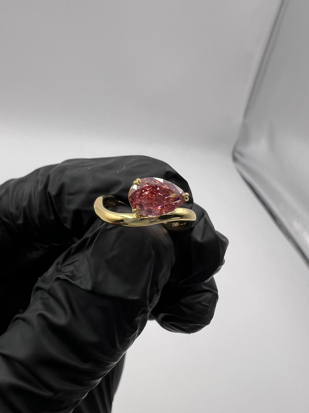 1.16ct Fancy Vivid Pink Red Heart Prong Pinky Finger Ring - READY-TO-SHIP