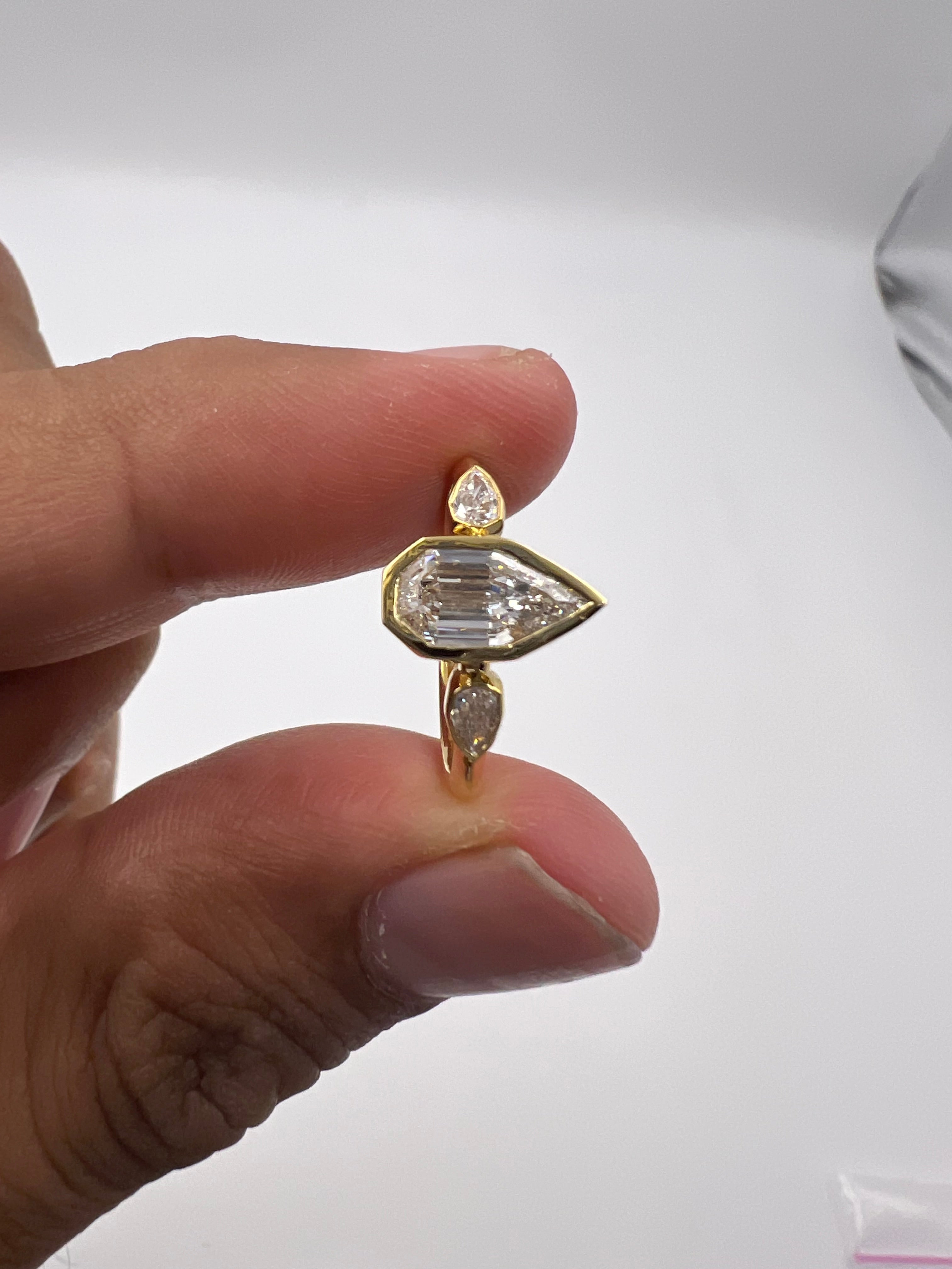 1.20ct Pear Step Cut Trilogy Ring - Ready-to-Ship