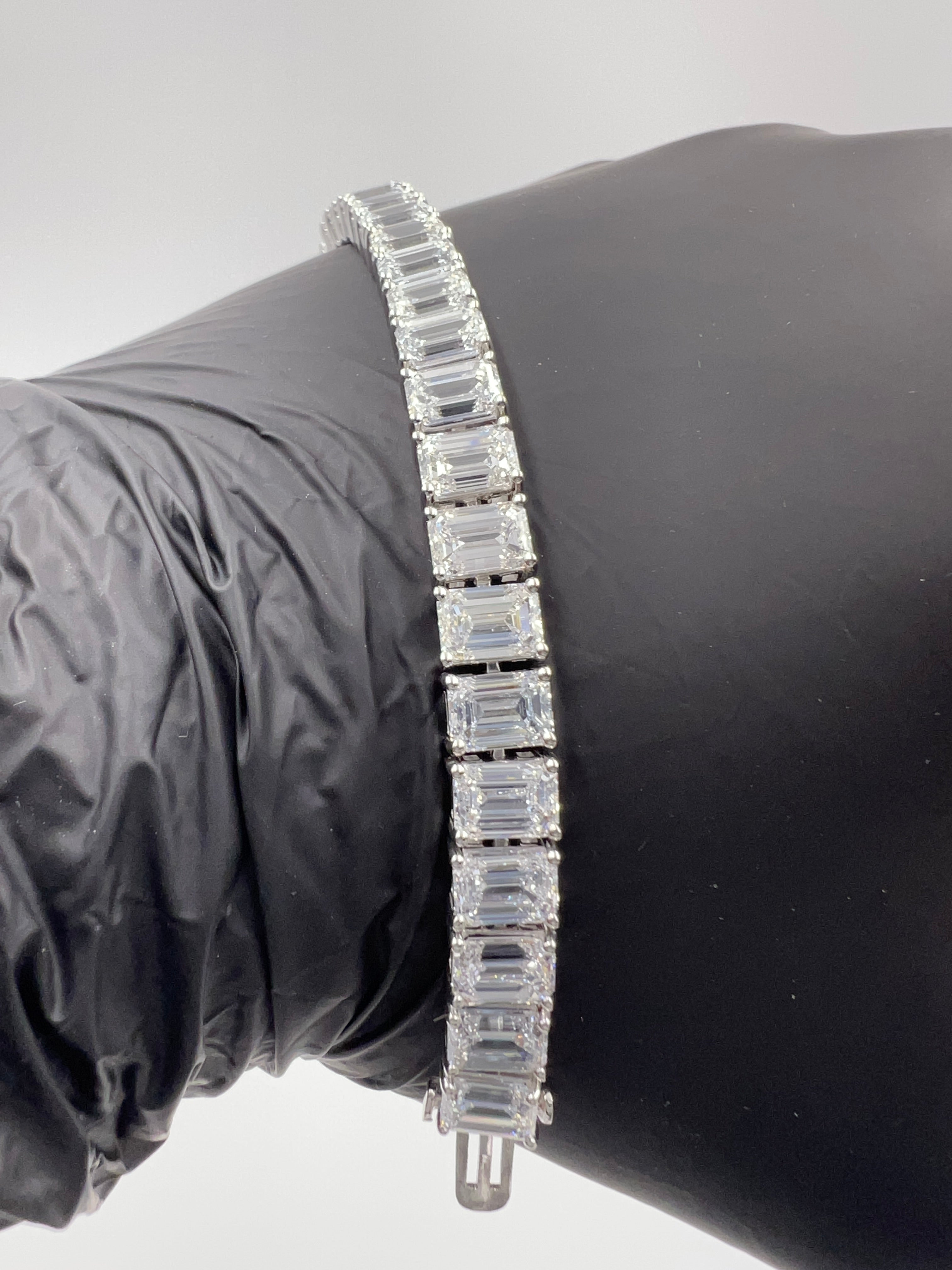 30ct Emerald Cut Diamond Tennis Bracelet