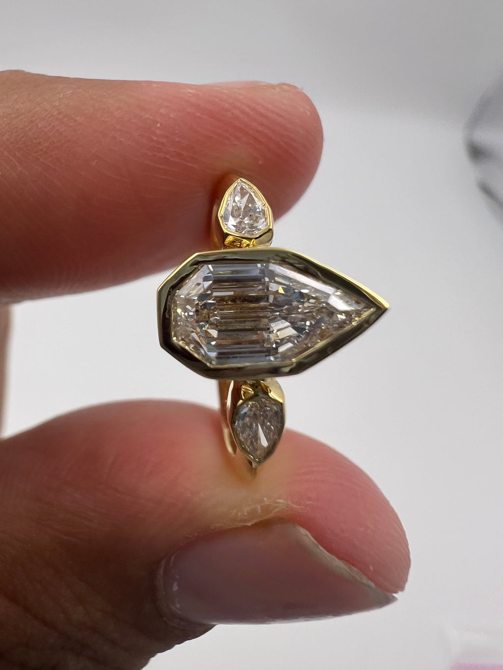 1.20ct Pear Step Cut Trilogy Ring - Ready-to-Ship
