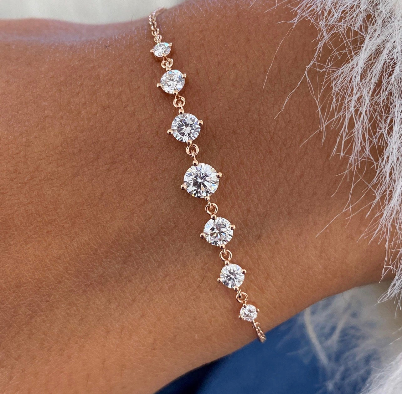2ct Round Cut Adjustable Link Bracelet