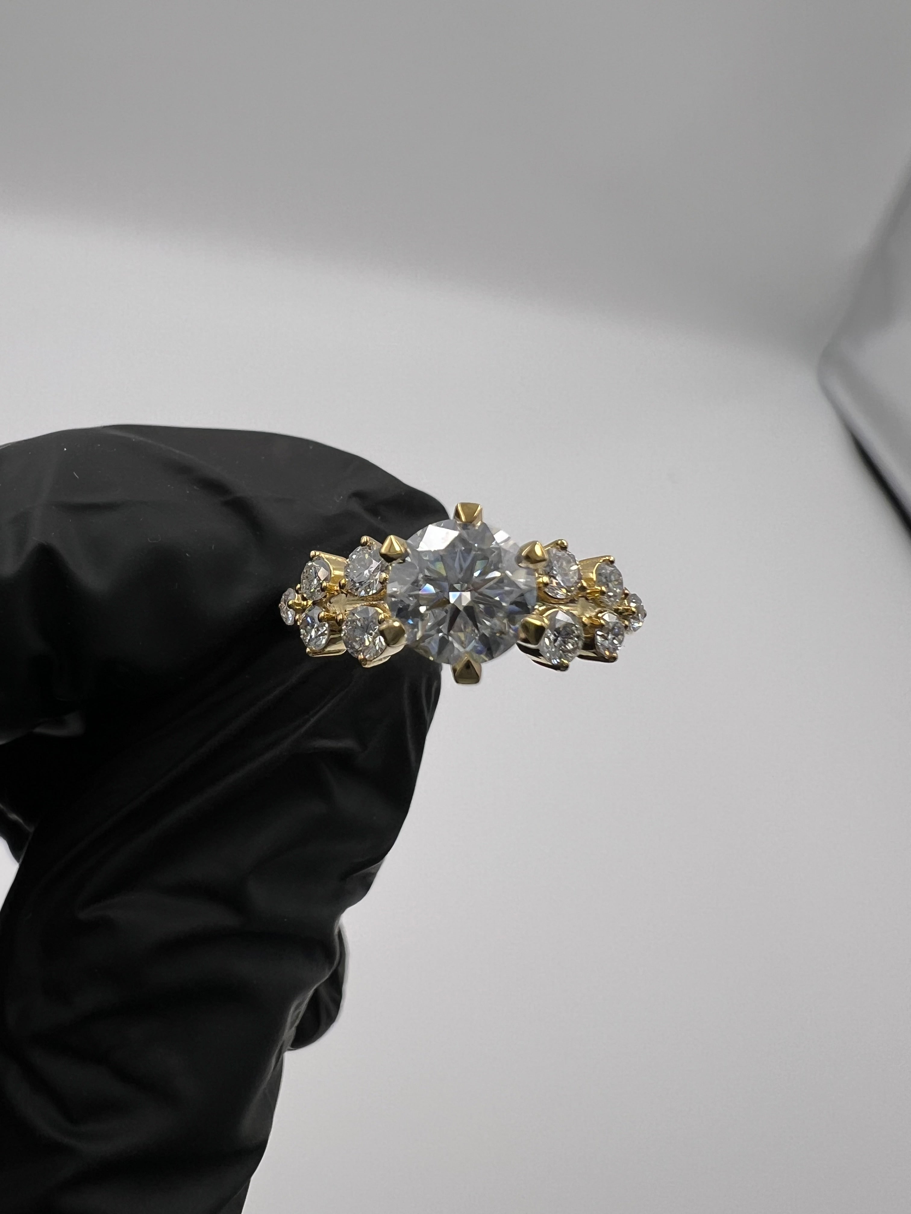 1.50ct Round Floral Band Engagement Ring