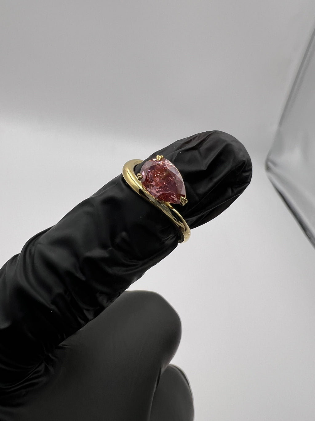 1.16ct Fancy Vivid Pink Red Heart Prong Pinky Finger Ring - READY-TO-SHIP