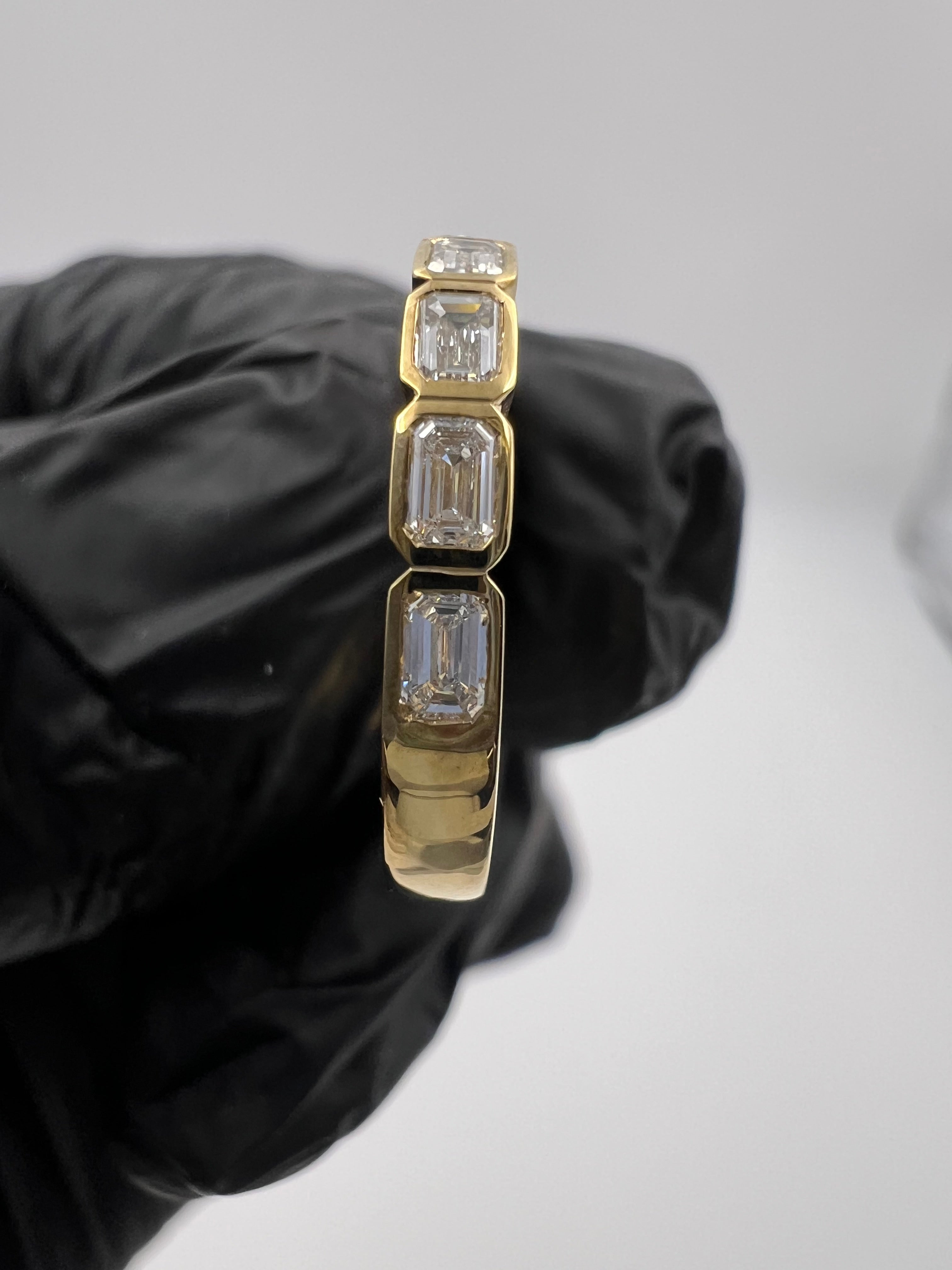 1.00ct Emerald East West Bezel Set 3/4 Eternity Band