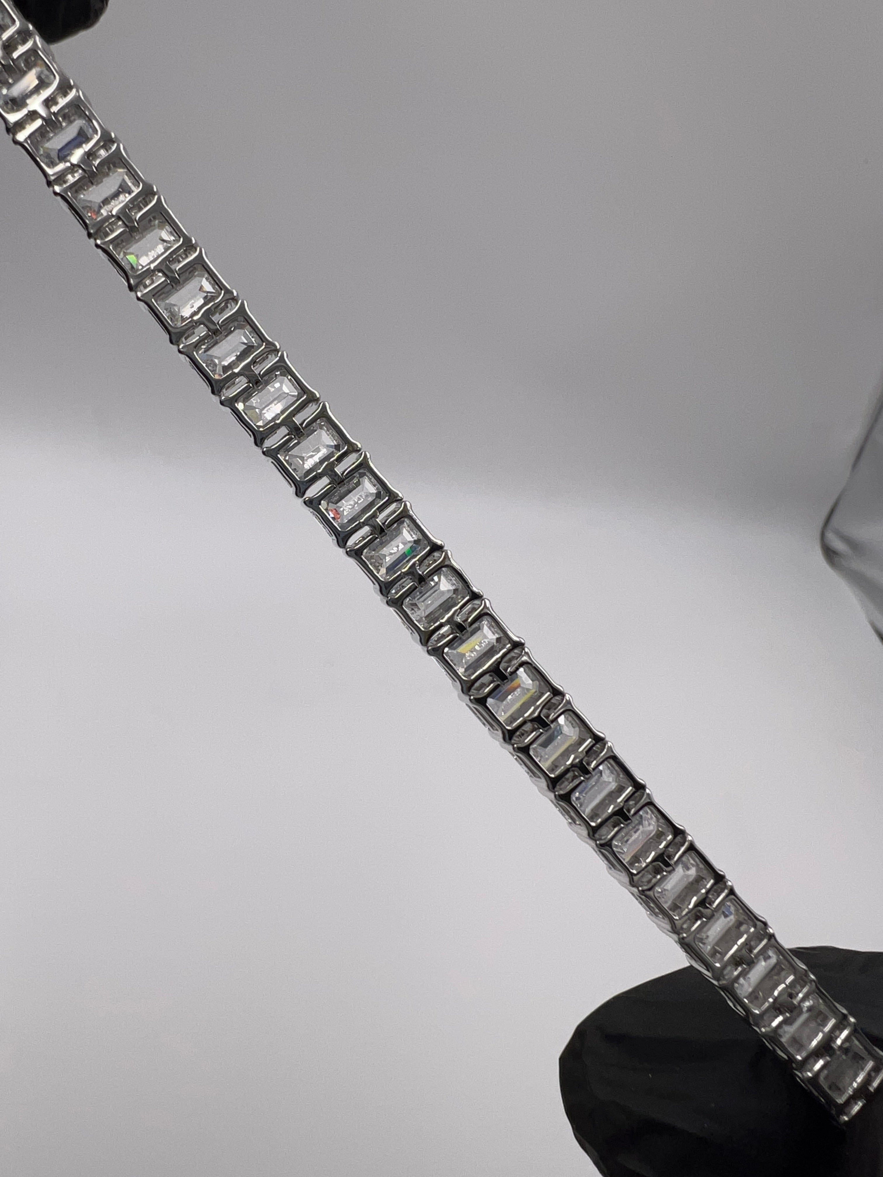 30ct Emerald Cut Diamond Tennis Bracelet