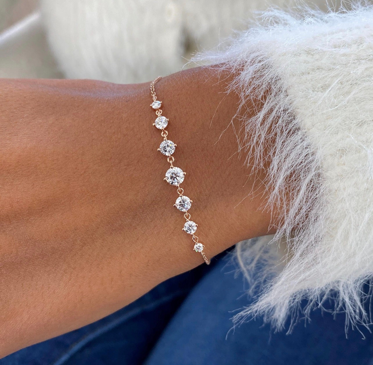 2ct Round Cut Adjustable Link Bracelet