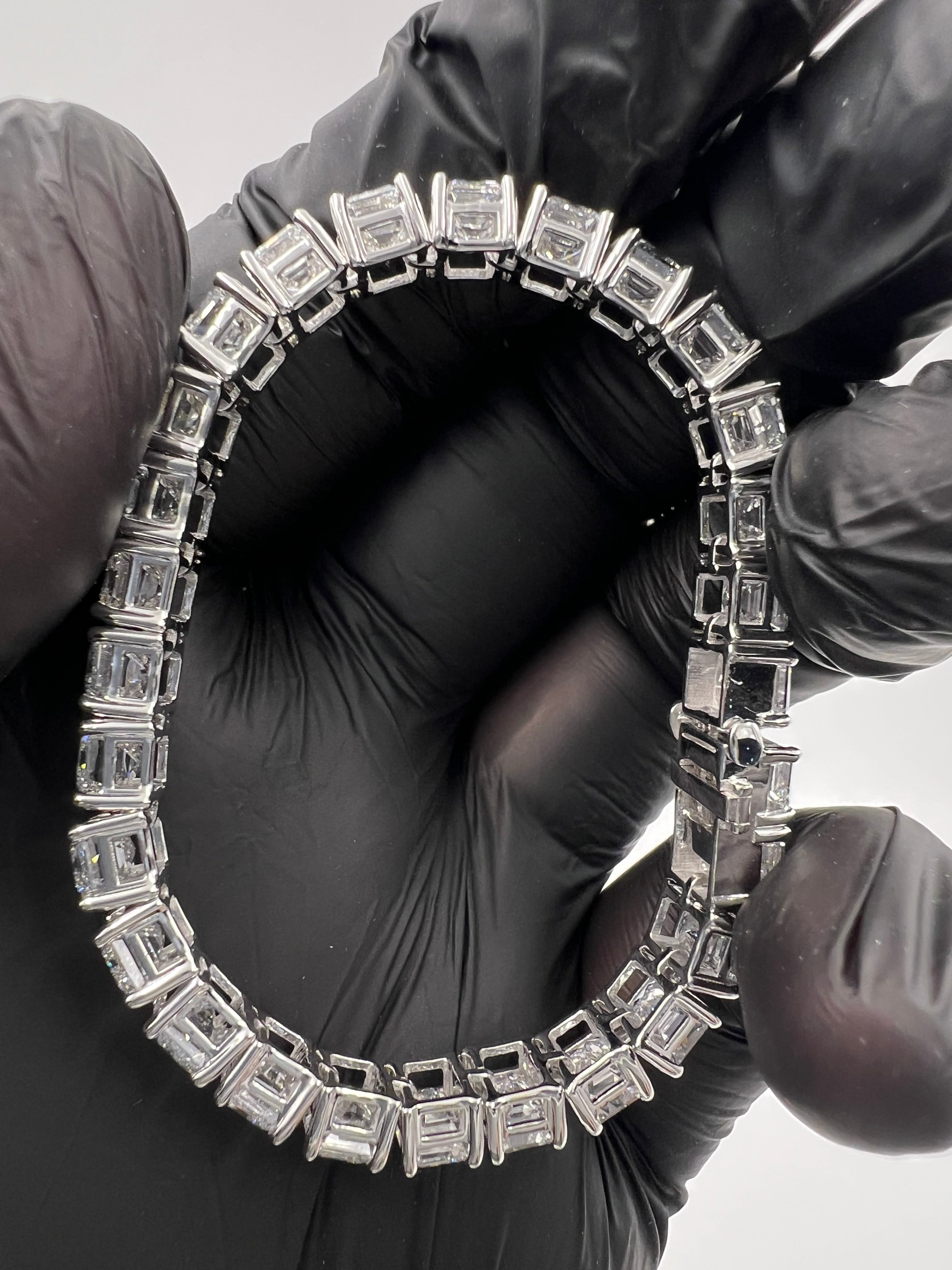 30ct Emerald Cut Diamond Tennis Bracelet