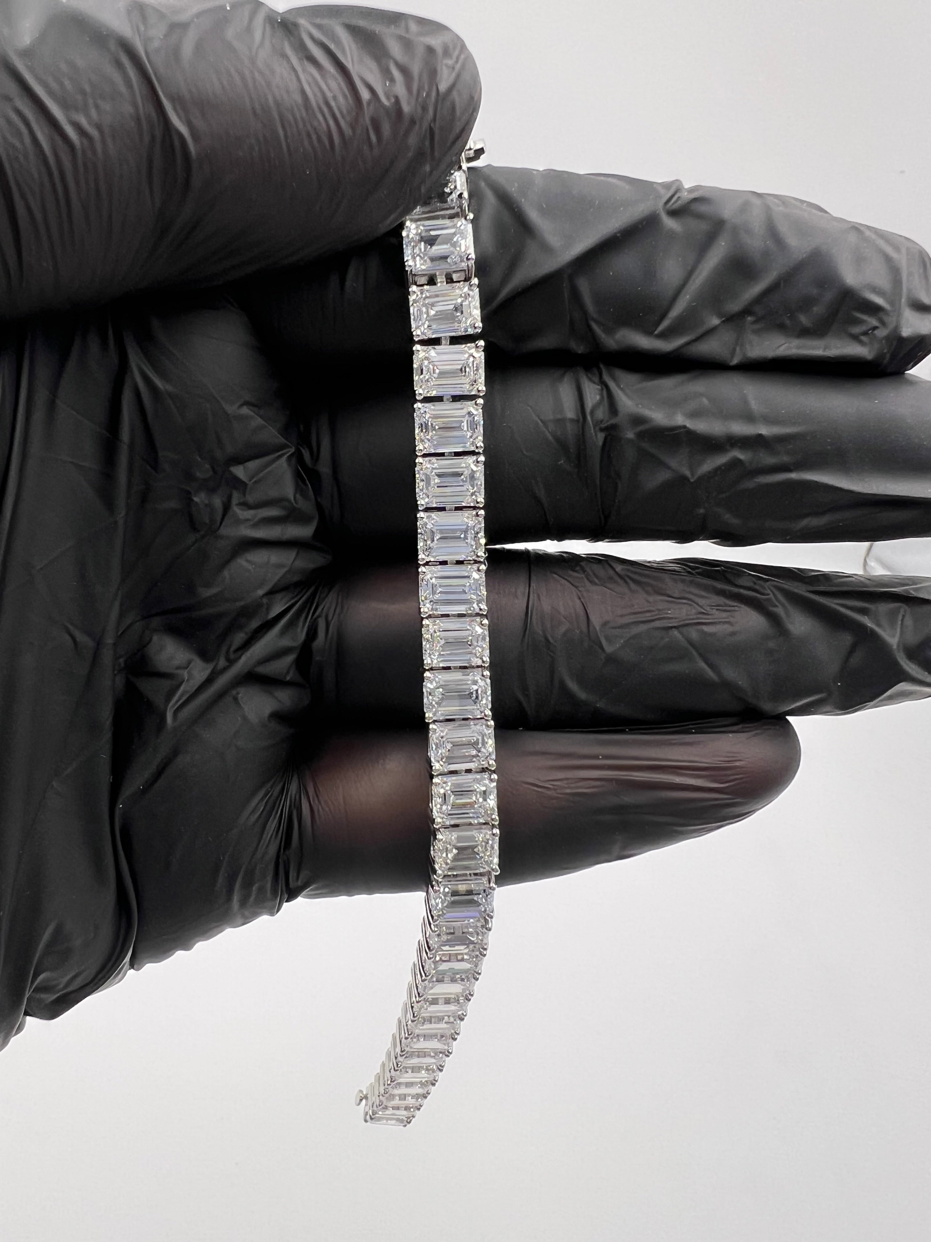 30ct Emerald Cut Diamond Tennis Bracelet