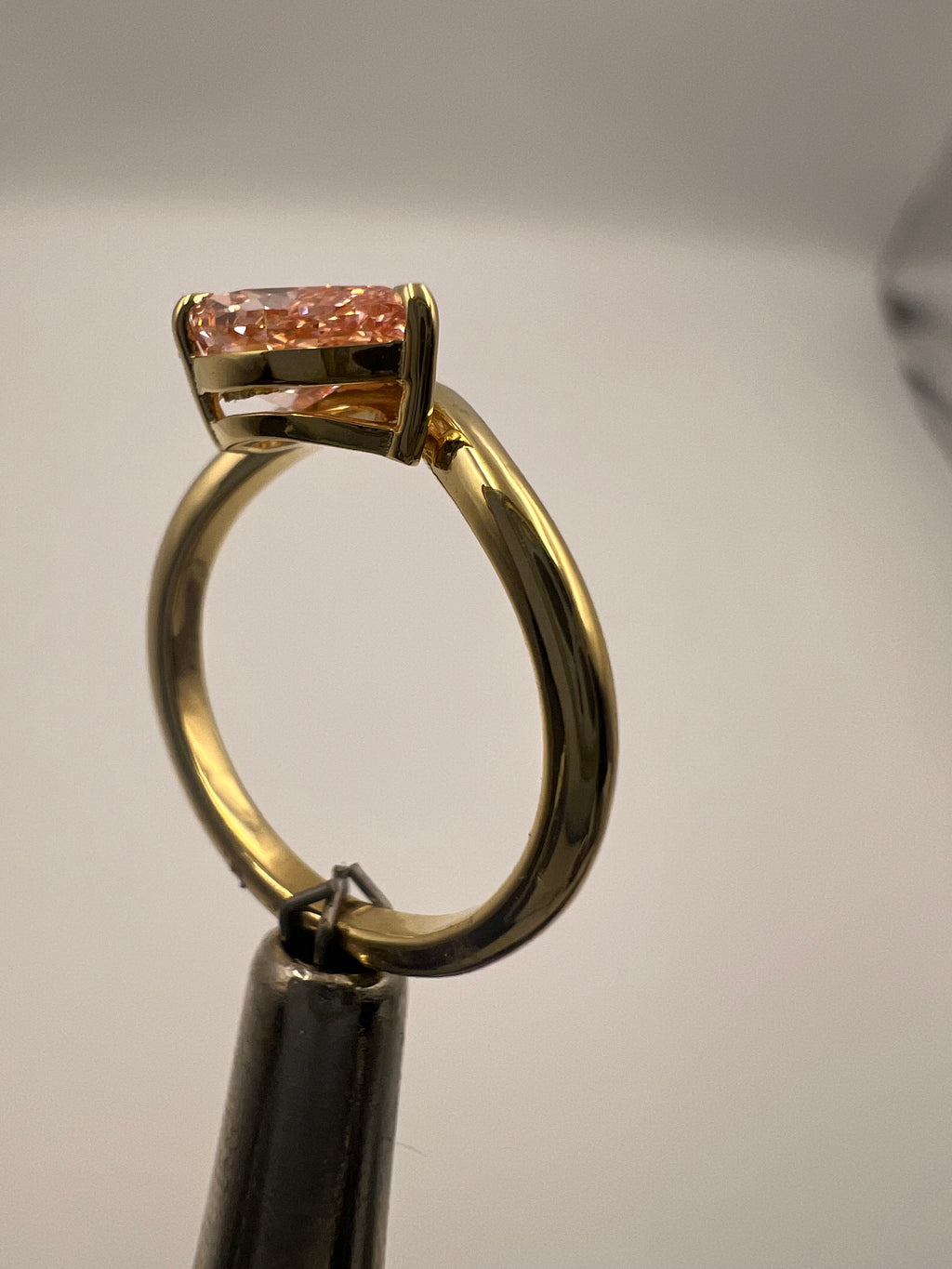 1.00ct Pear Fancy Vivid Pink Pinky Finger Ring