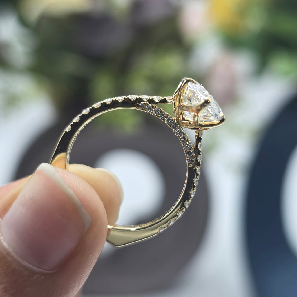 4.50ct Marquise Tulip Basket Set Pave Euro ShankBand Lab Grown Diamond Ring