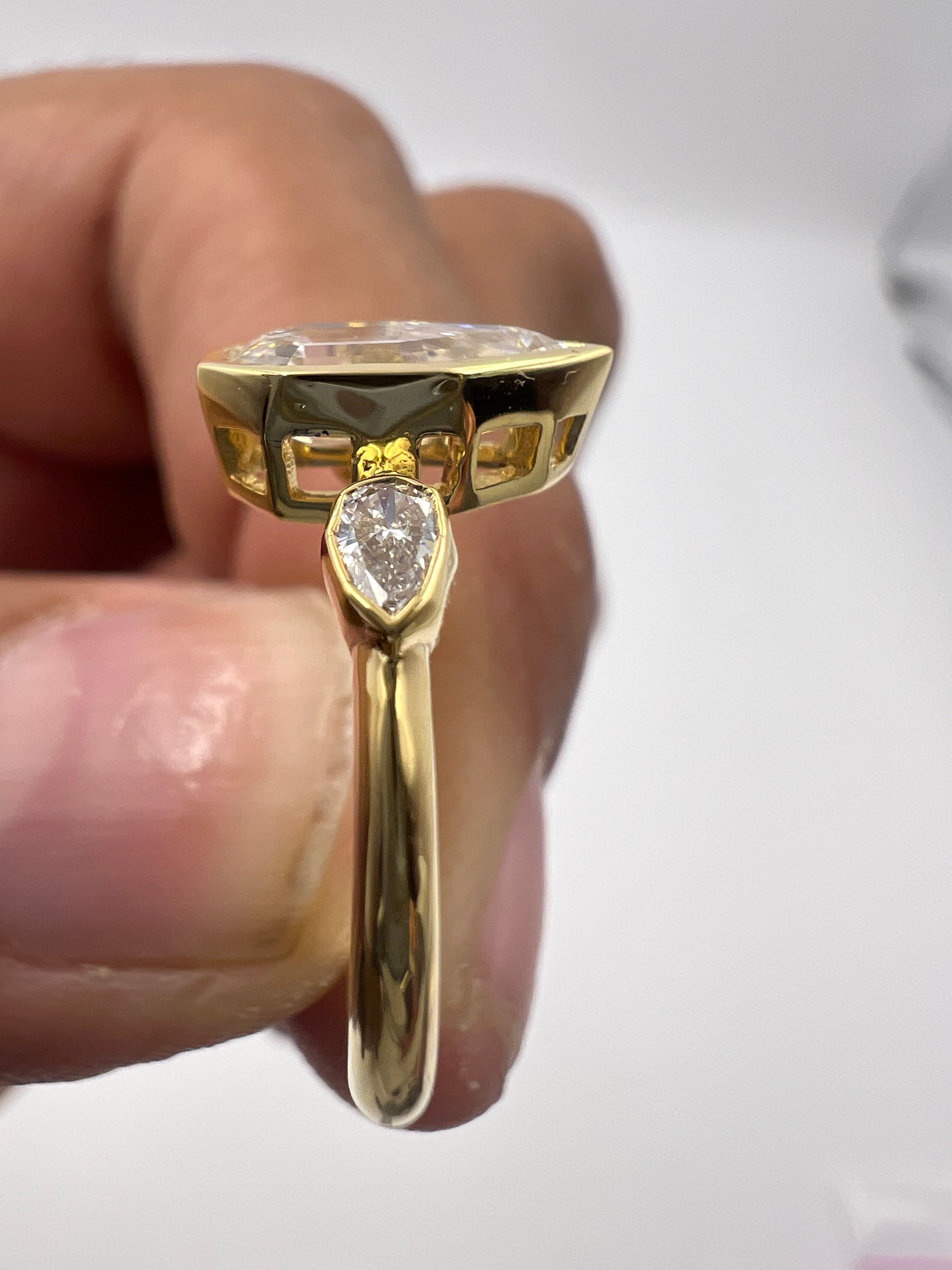 1.20ct Pear Step Cut Trilogy Ring - Ready-to-Ship