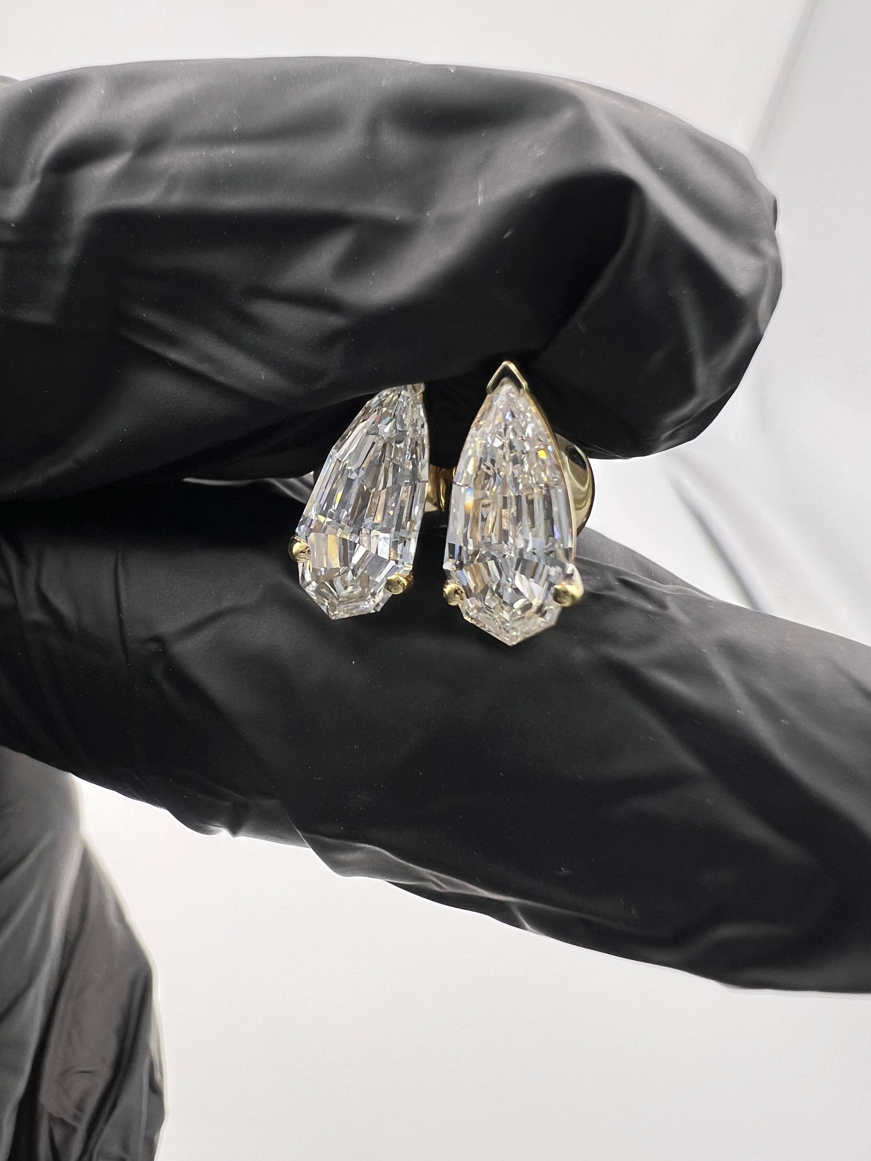 Pear Step Cut V-Prong Set Studs - READY-To-SHIP