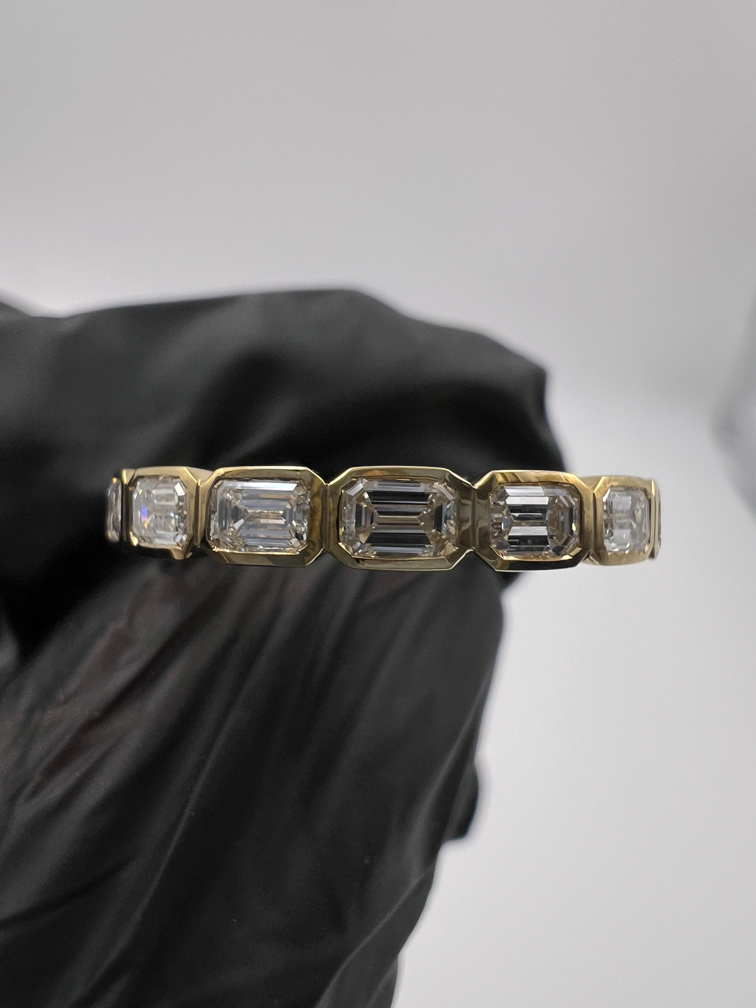 1.00ct Emerald East West Bezel Set 3/4 Eternity Band