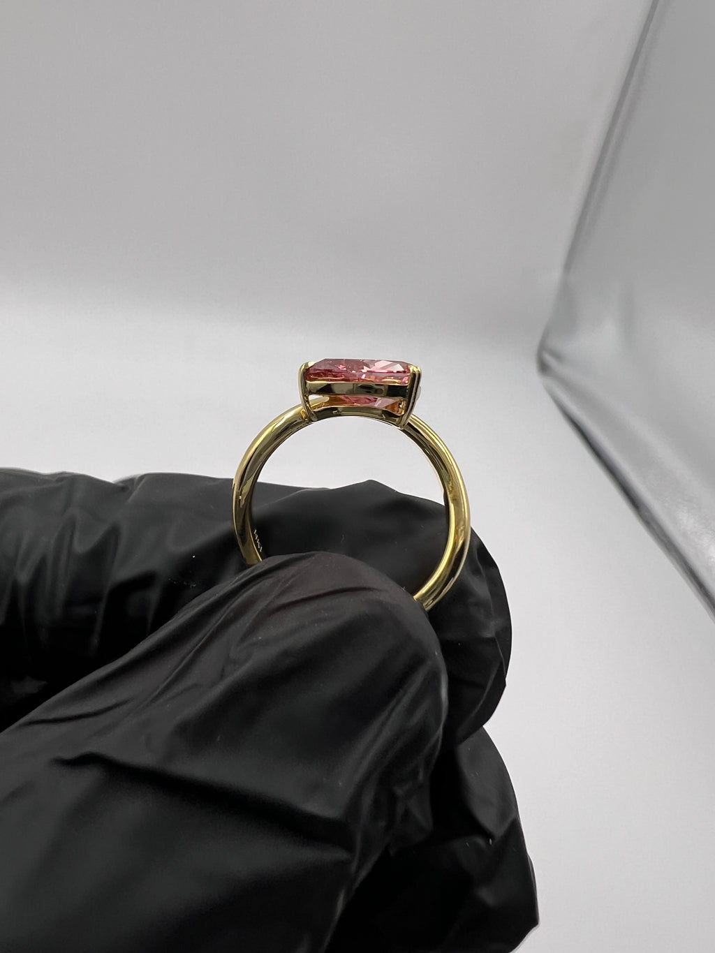 1.16ct Fancy Vivid Pink Red Heart Prong Pinky Finger Ring - READY-TO-SHIP