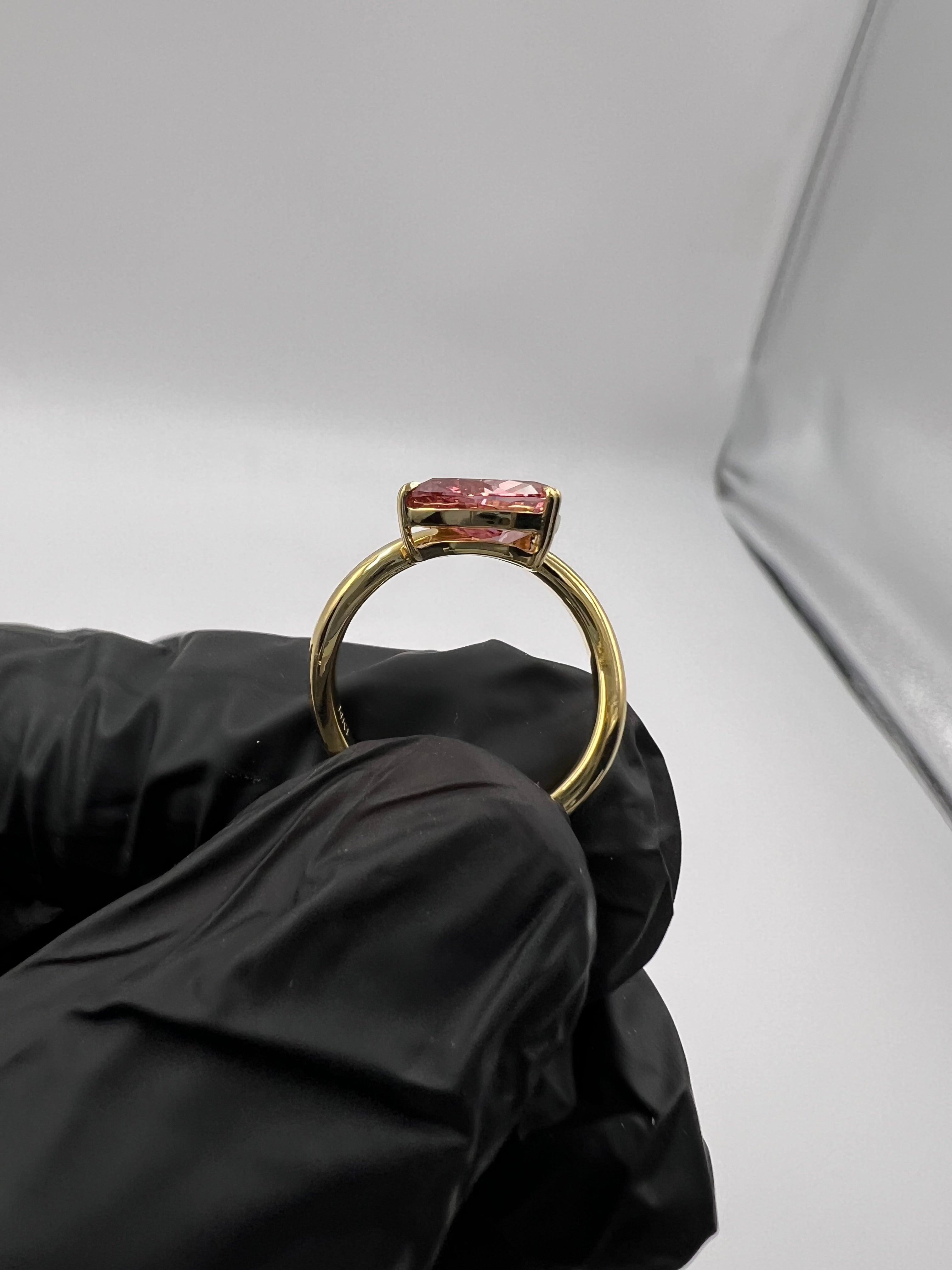 1.16ct Fancy Vivid Pink Red Heart Prong Pinky Finger Ring - READY-TO-SHIP