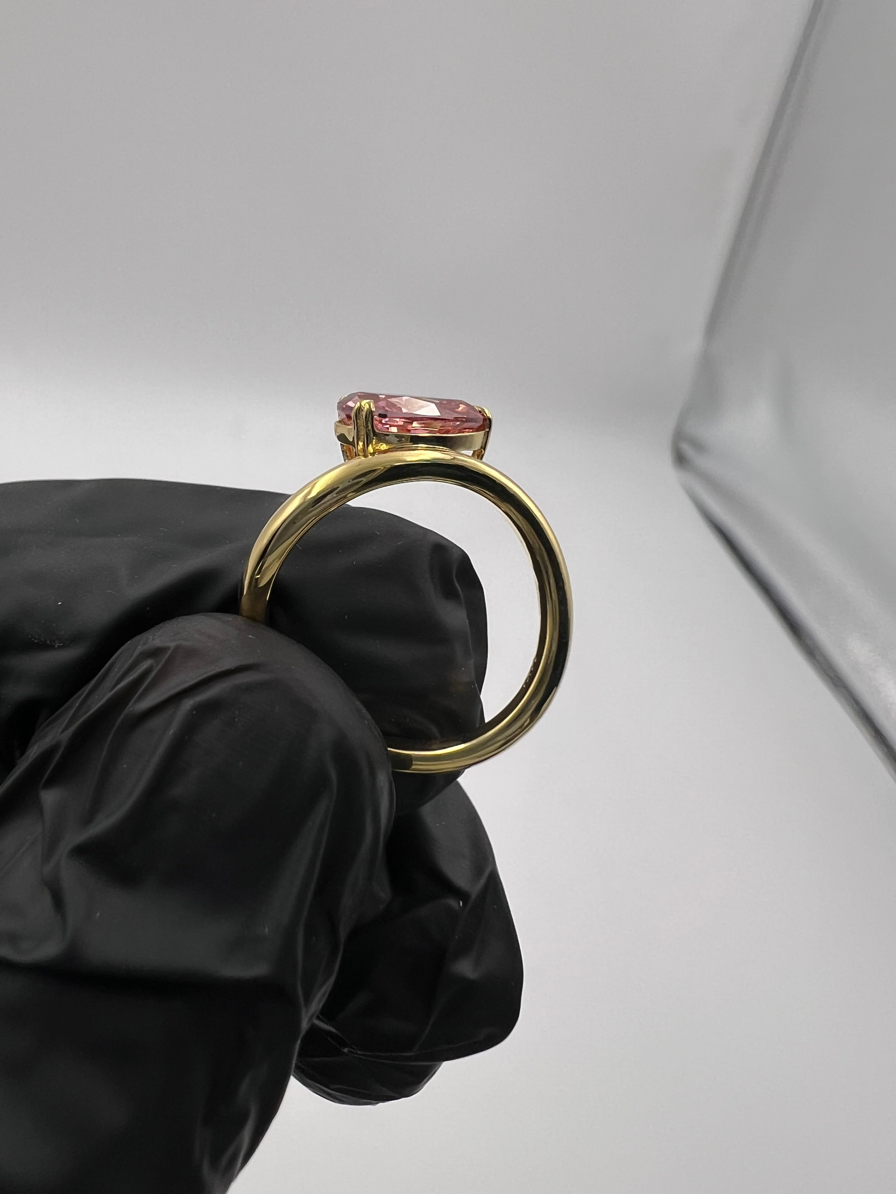 1.16ct Fancy Vivid Pink Red Heart Prong Pinky Finger Ring - READY-TO-SHIP