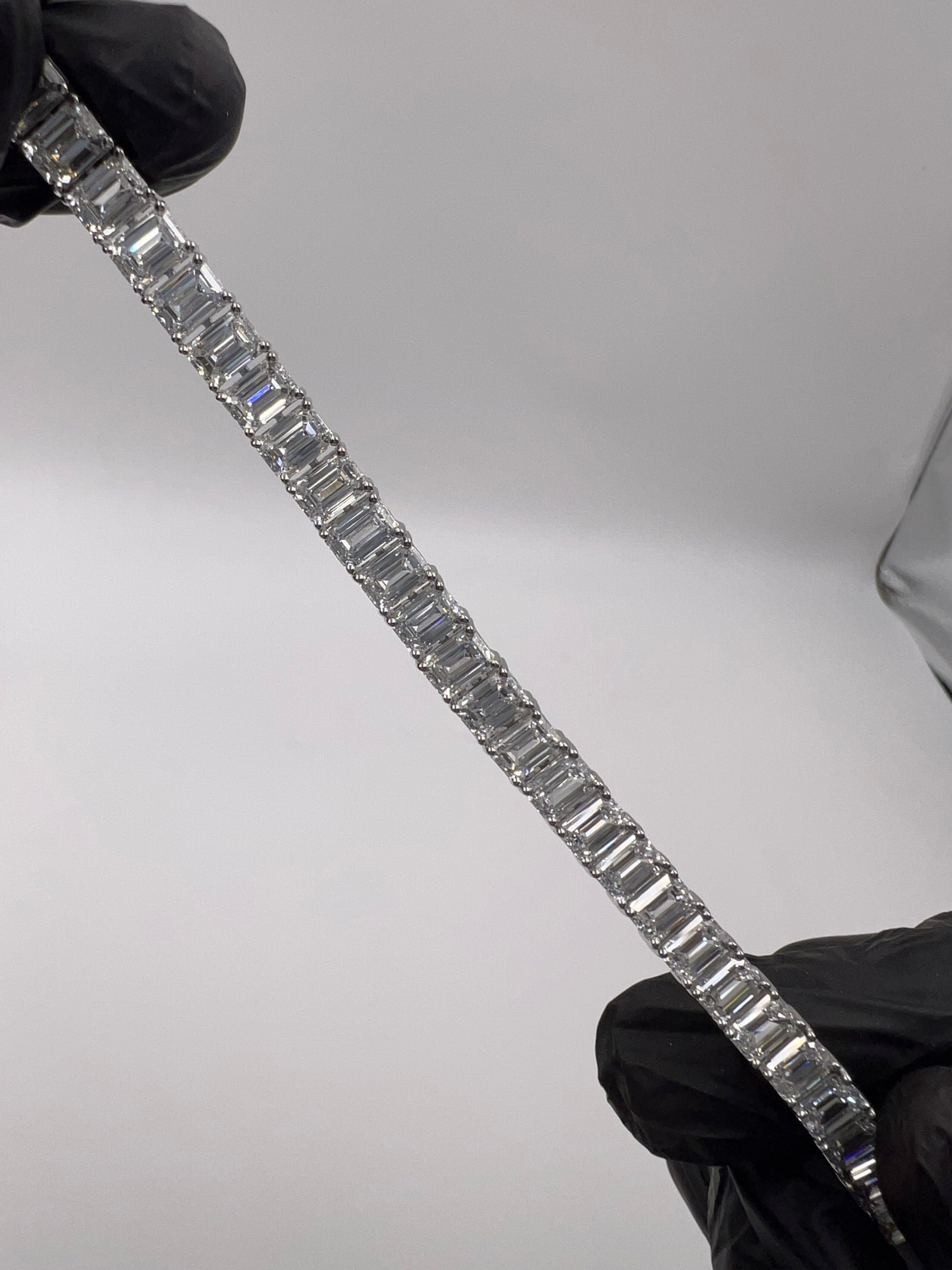 30ct Emerald Cut Diamond Tennis Bracelet