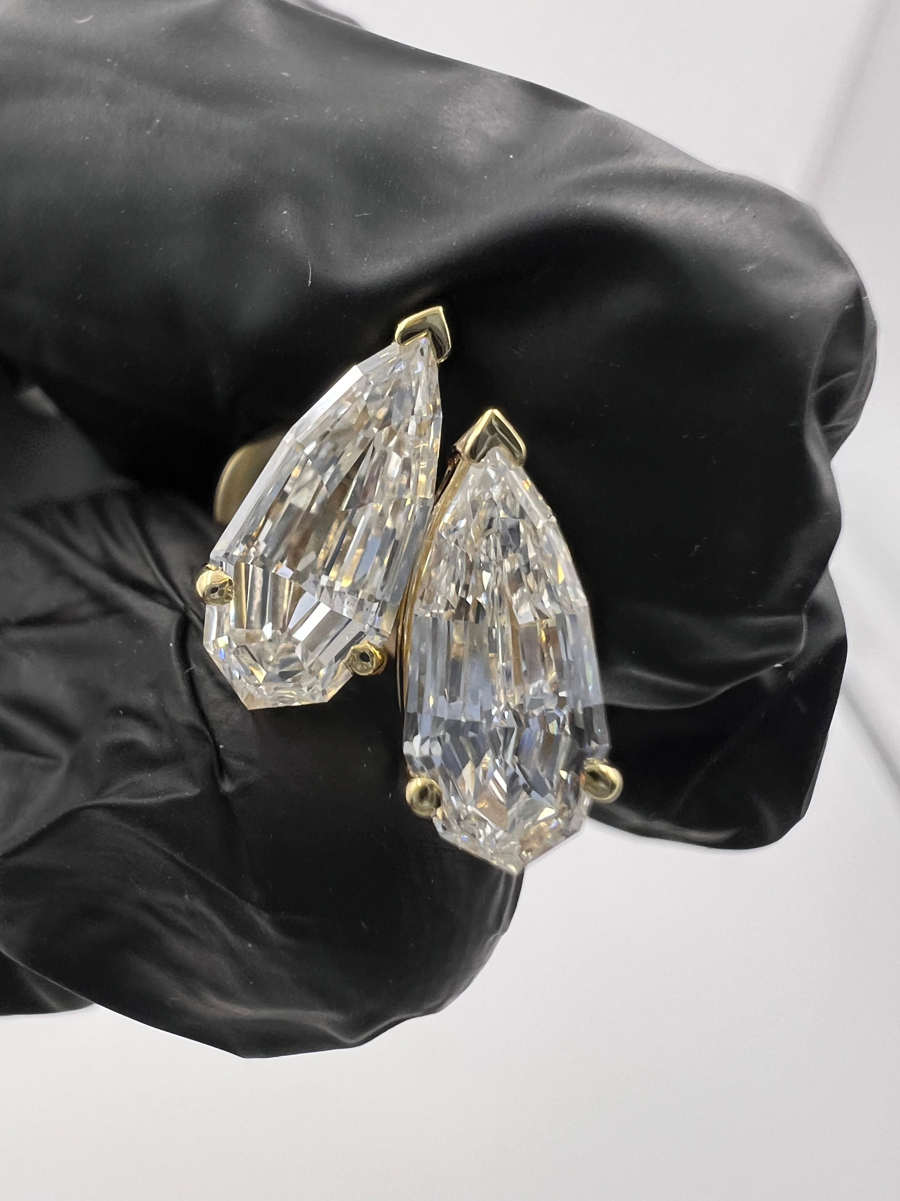 Pear Step Cut V-Prong Set Studs - READY-To-SHIP
