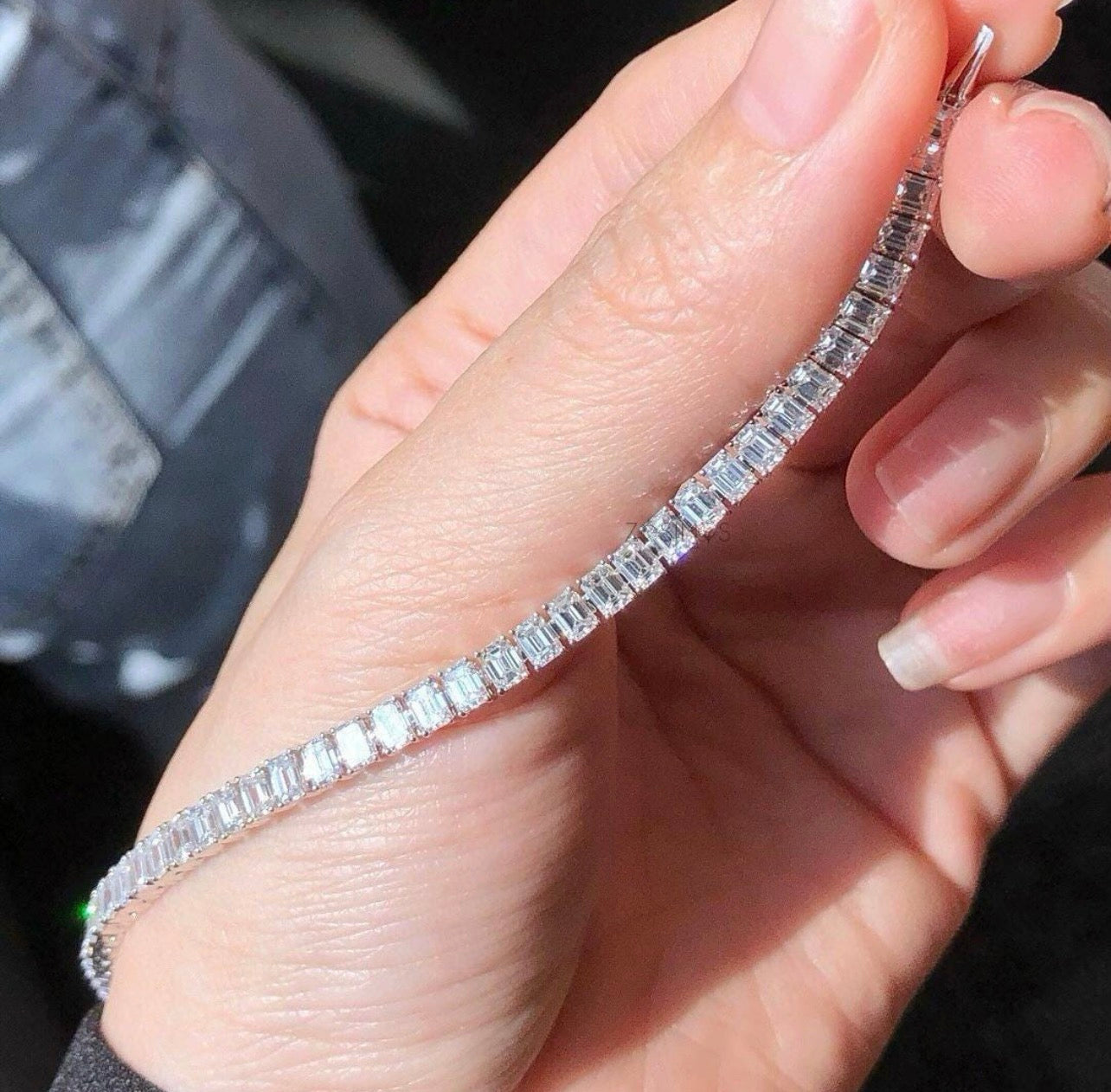 7ct Emerald Cut Diamond Tennis Bracelet