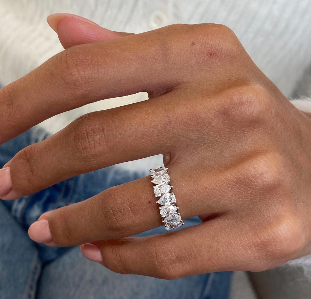 1.6ct Pear Cut Diamond Wedding Band