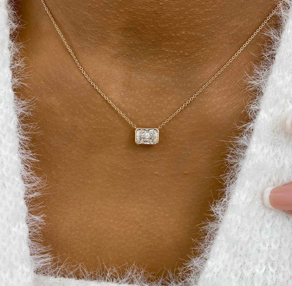Radiant Cut East West Bezel Set Necklace