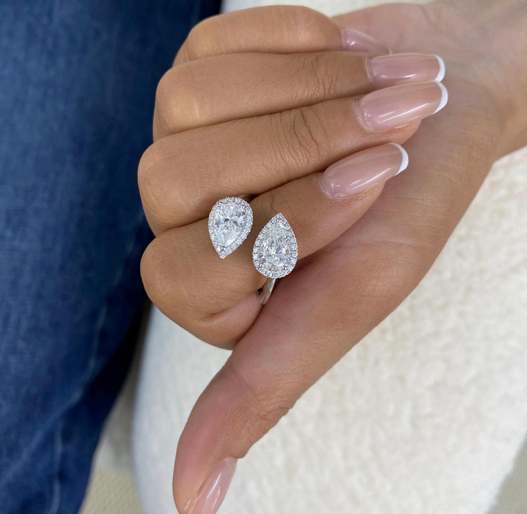 2.30ct Pear Cut Halo Wedding Ring