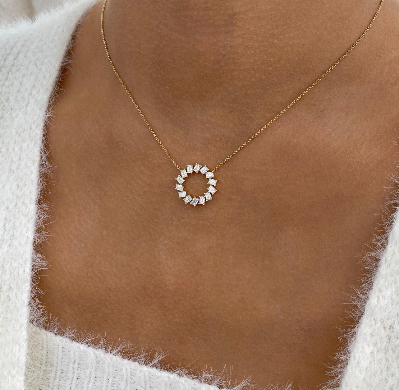 1.6ct Emerald Cut Diamond Necklace