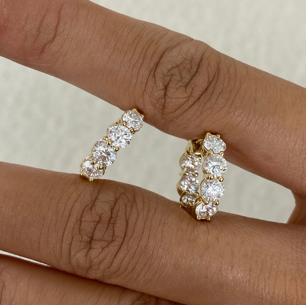 3.10ct Round Cut Diamond Hoop Earrings