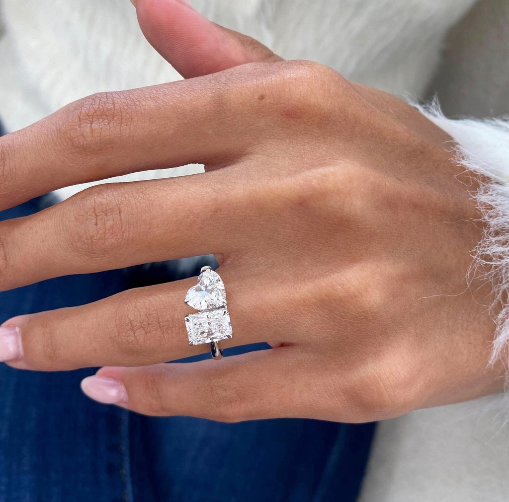 2.10ct Heart & Radiant Toi et Moi Ring