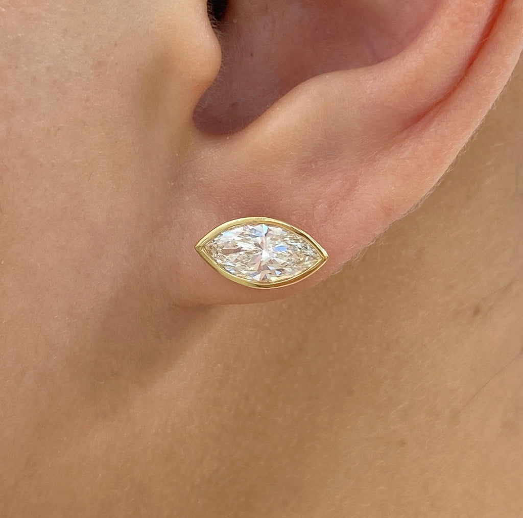 Marquise Cut Bezel Set Studs