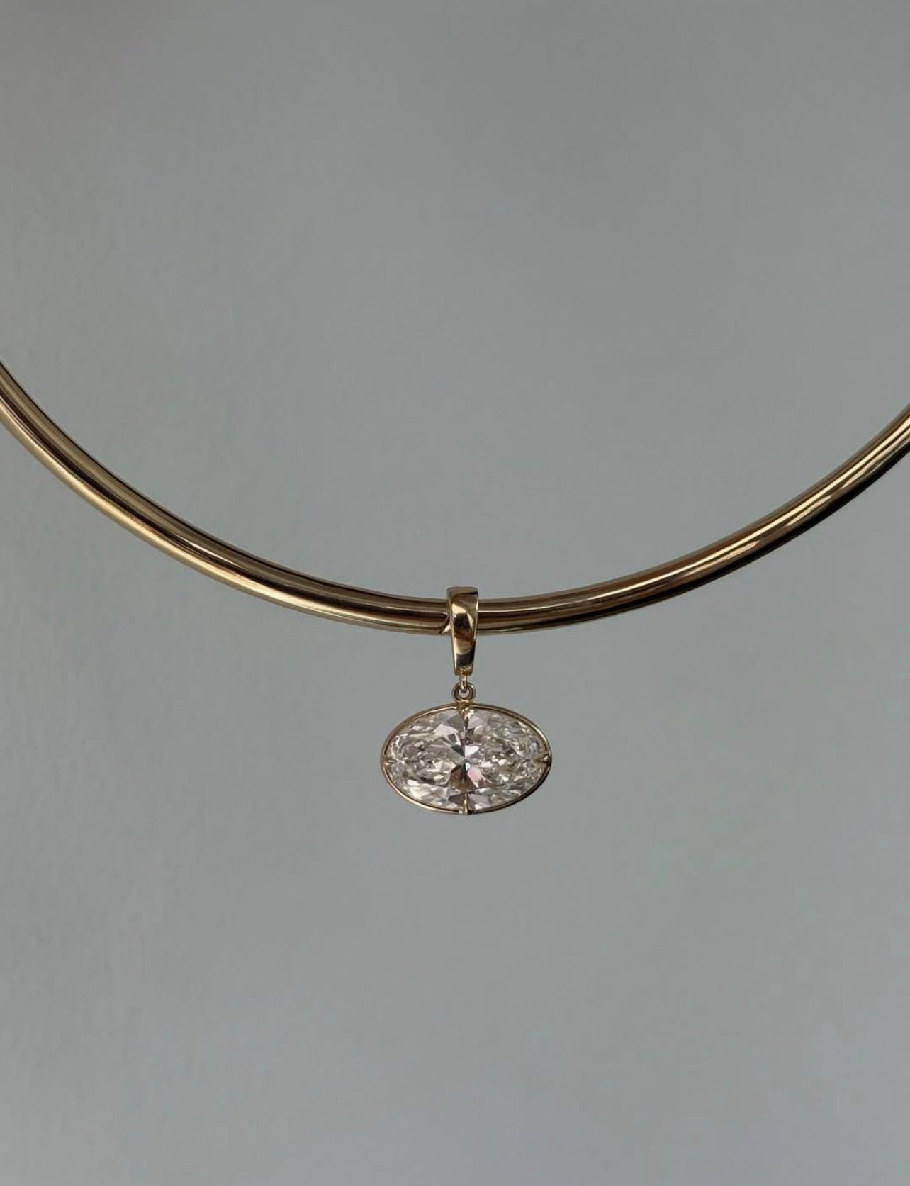 6ct Oval Cut East West Bezel Set Pendant