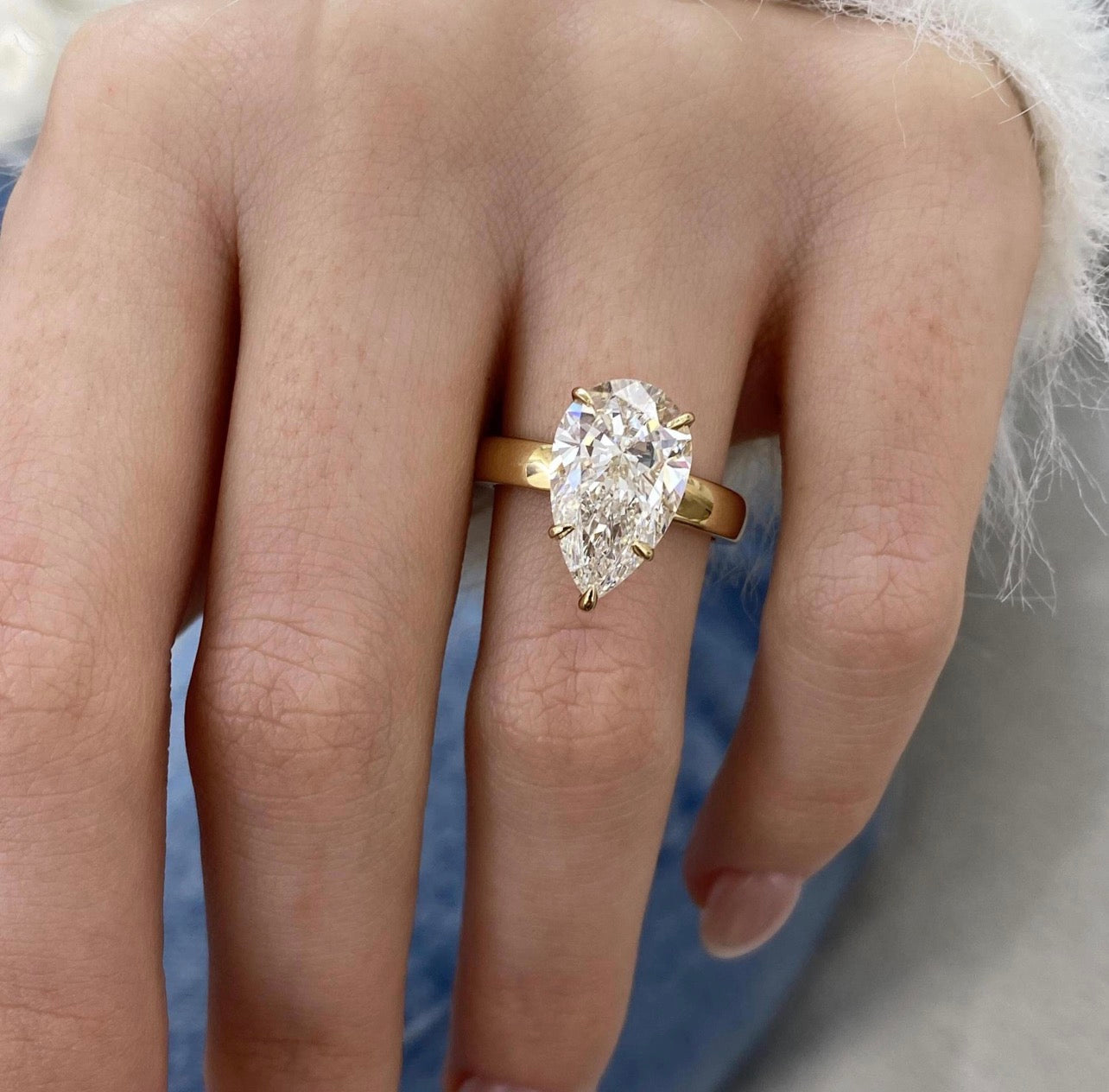 4ct Pear Cut Hidden Halo Ring