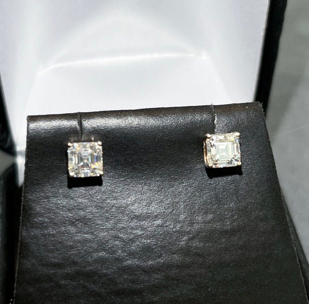 Asscher Cut 4-Prong Set Studs