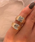 Letter Bezel Set Ring
