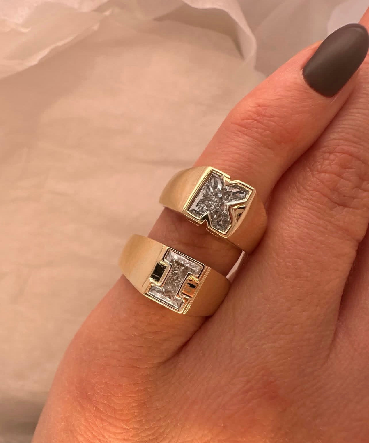 Letter Bezel Set Ring