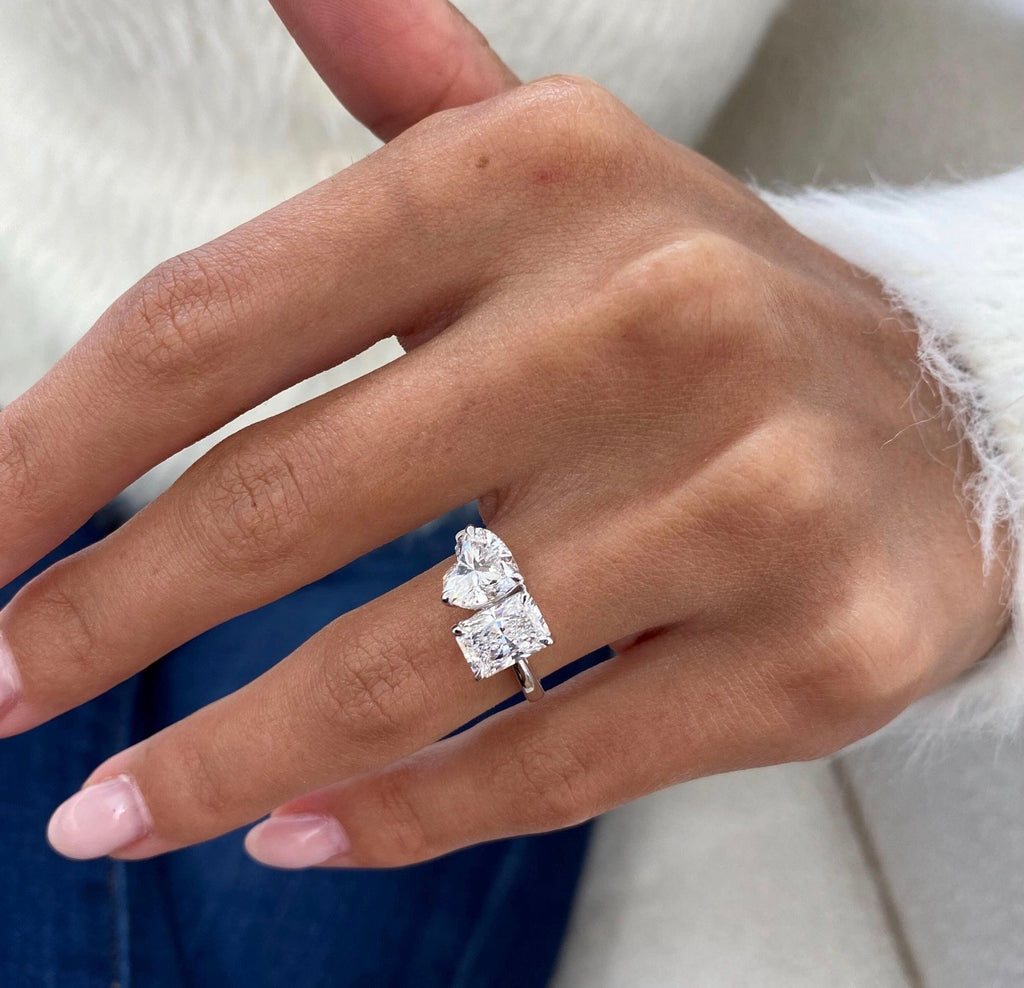 2.10ct Heart & Radiant Toi et Moi Ring