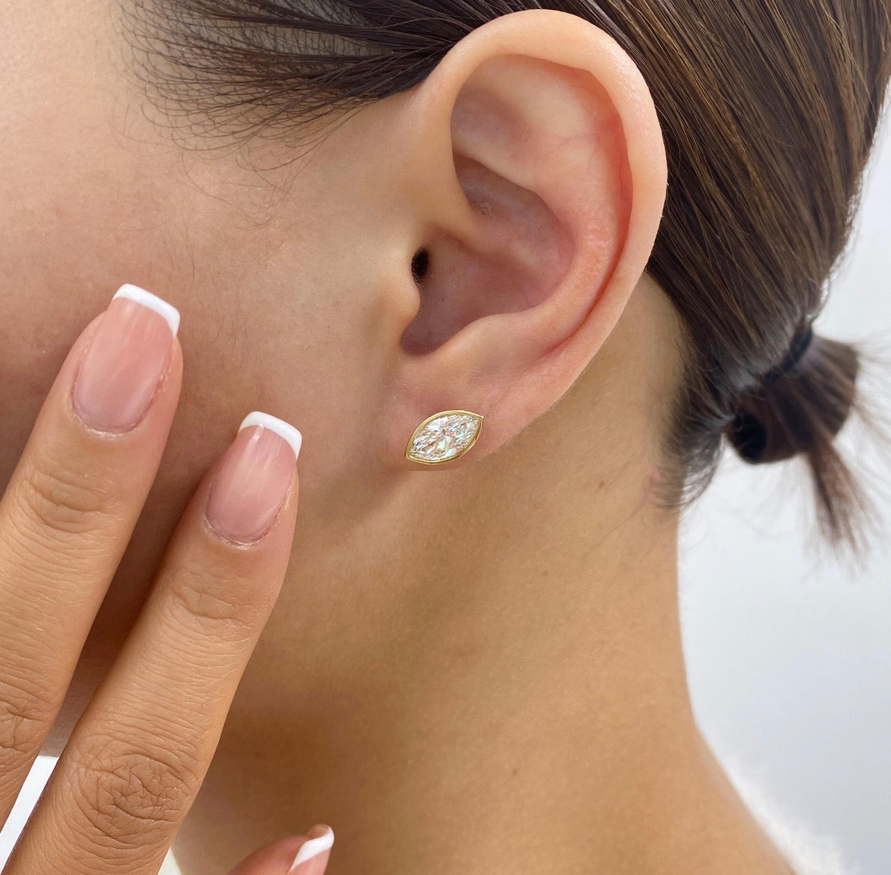 Marquise Cut Bezel Set Studs