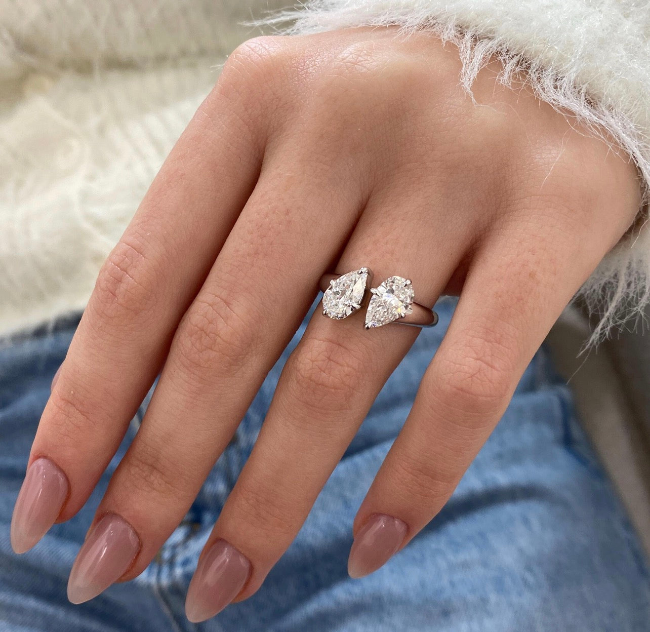 2.00 Pear Cut Two-Stone Ring