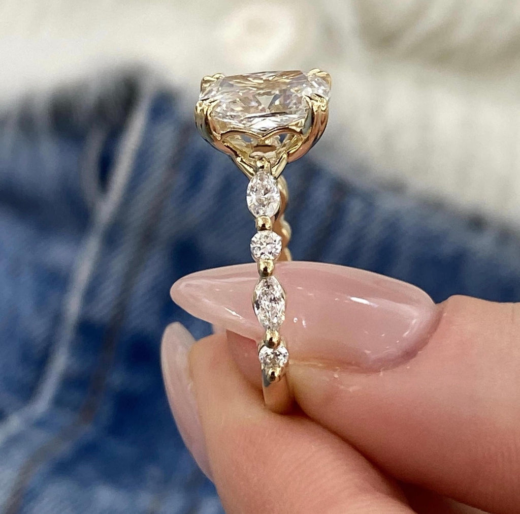 2.50ct Cushion Cut with Floral Band Ring