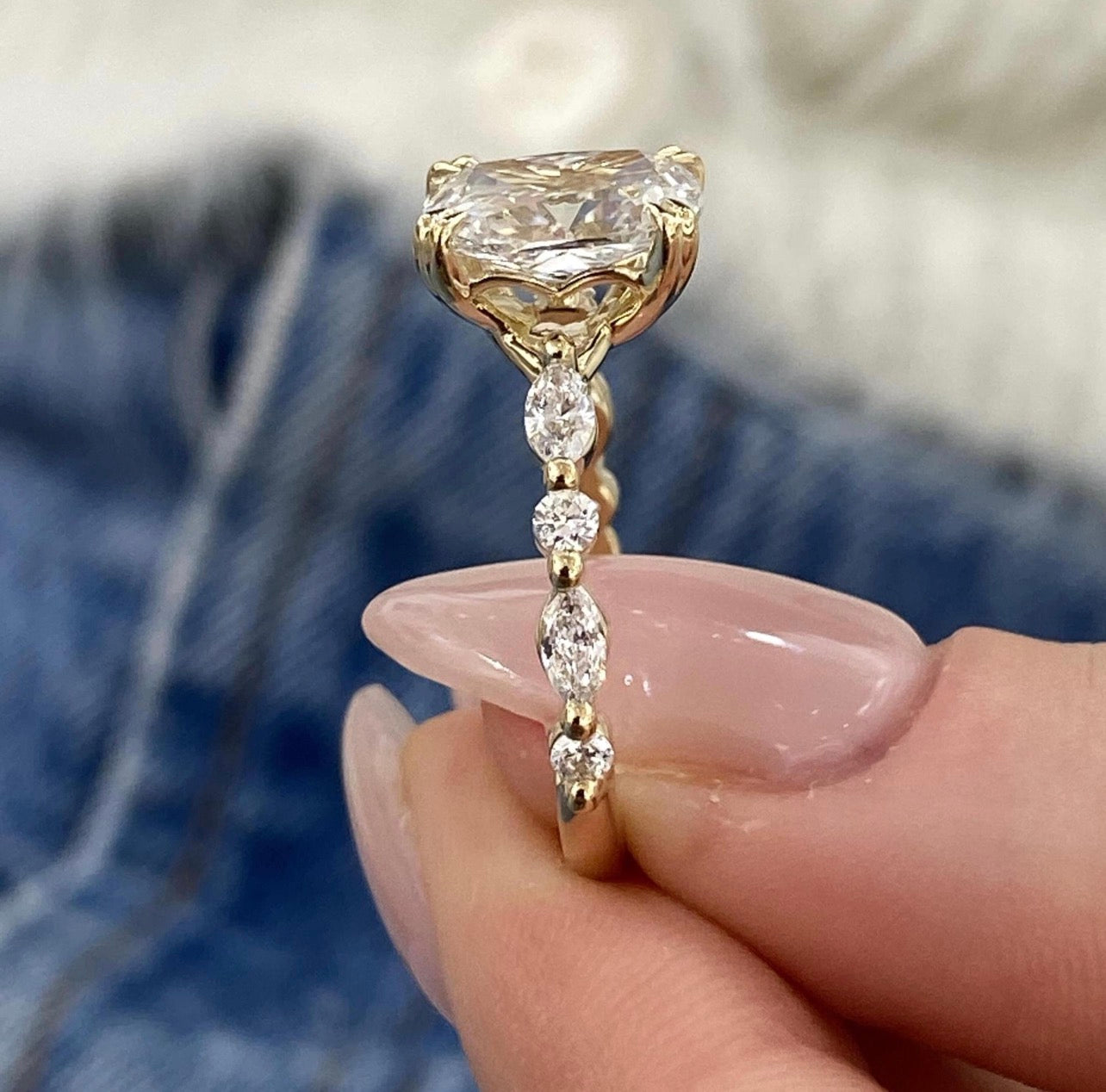 2.50ct Cushion Cut with Floral Band Ring