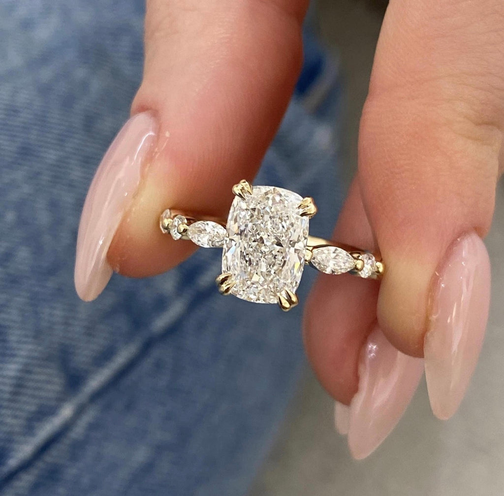 2.50ct Cushion Cut with Floral Band Ring