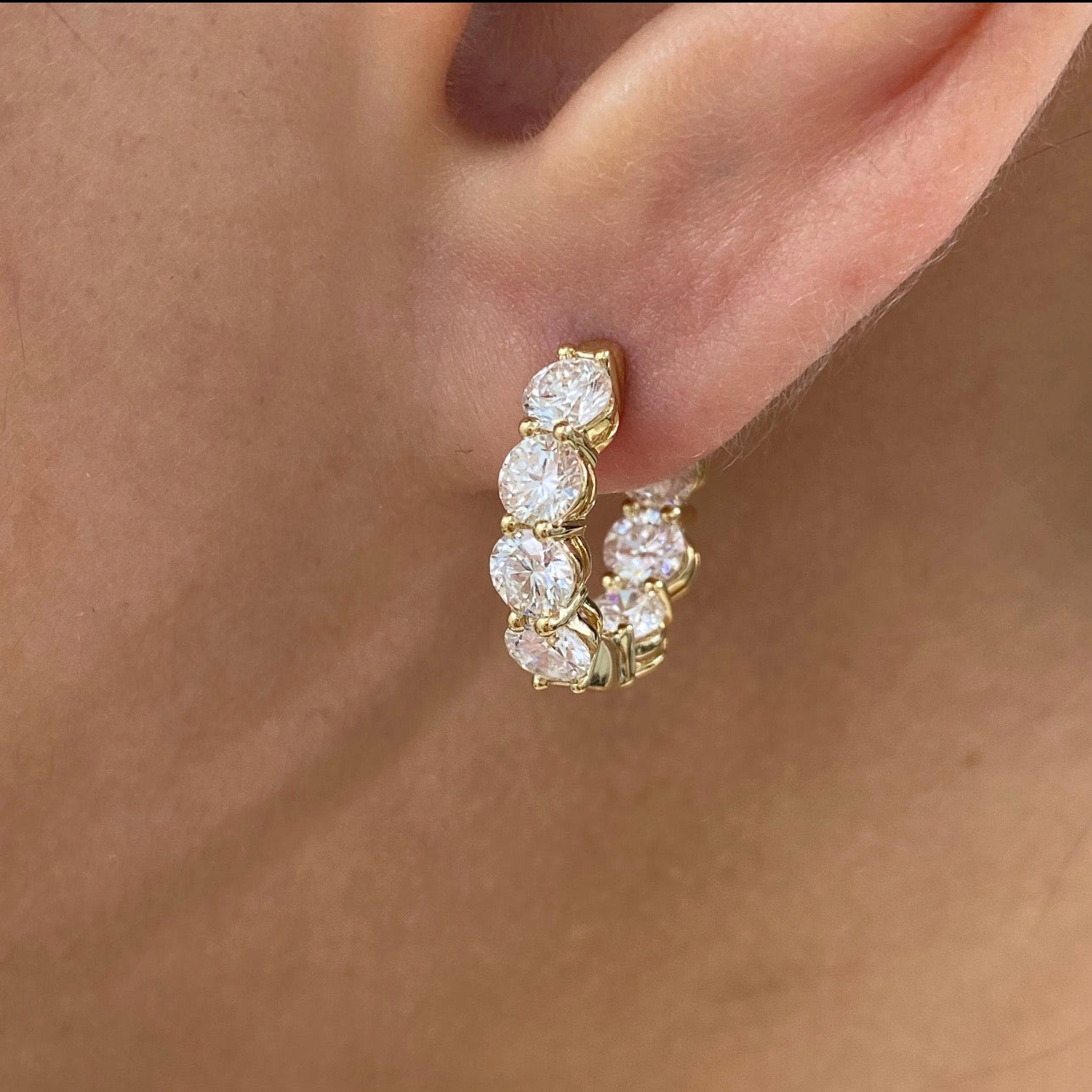 3.10ct Round Cut Diamond Hoop Earrings