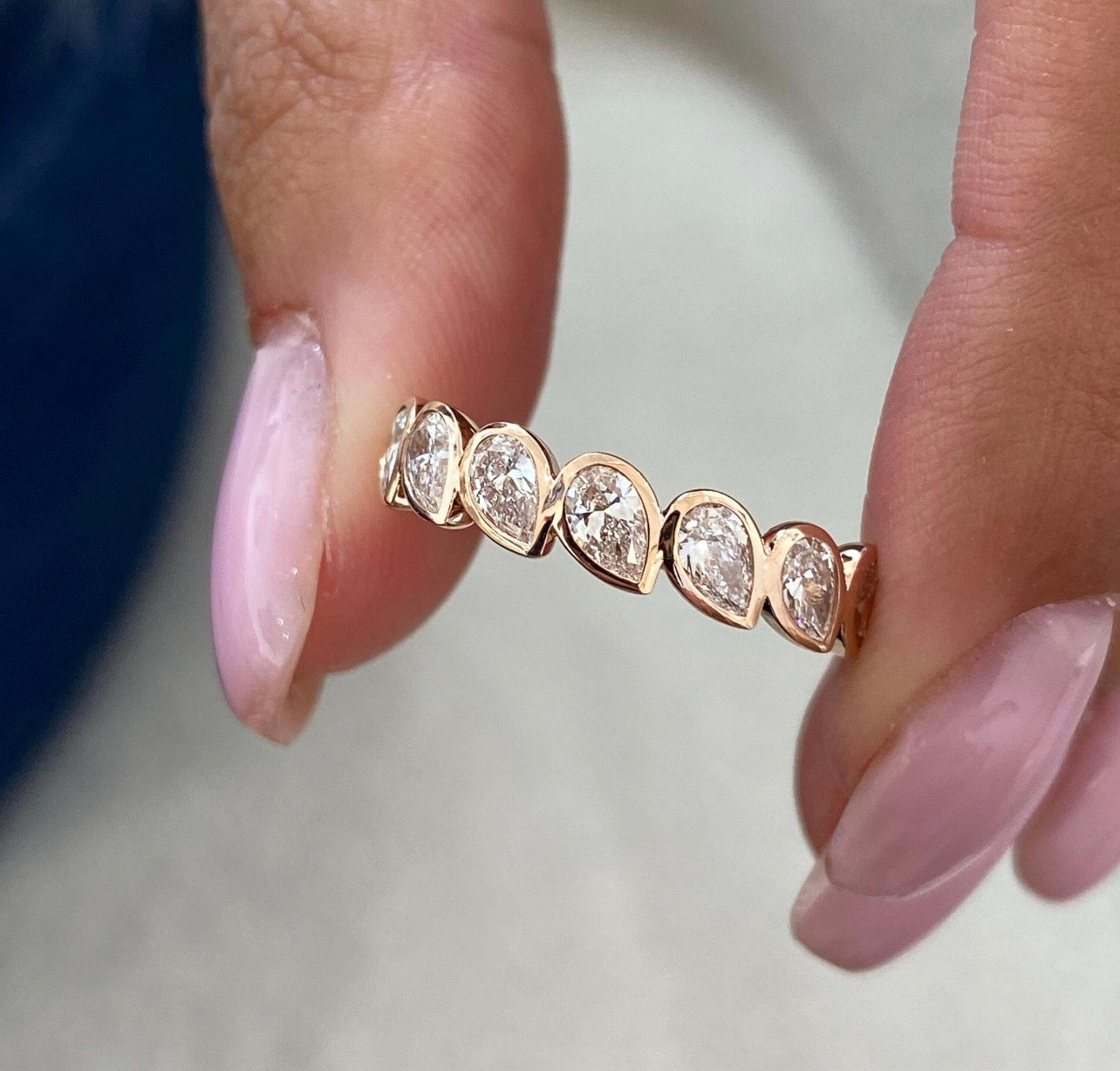 1.00ct Pear Cut Bezel Set Ring