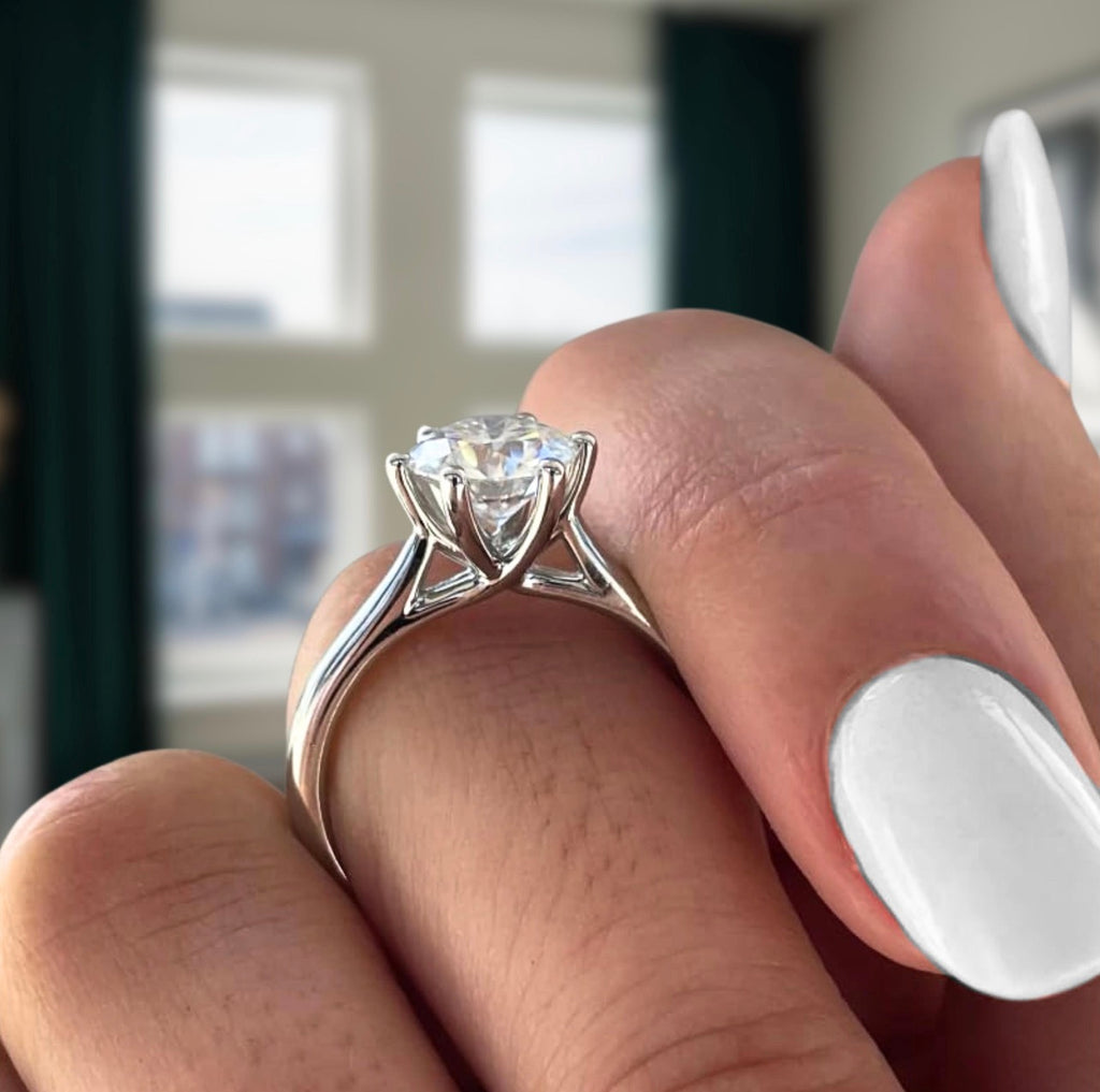 1ct Round Cut Cathedral Set Wedding Ring
