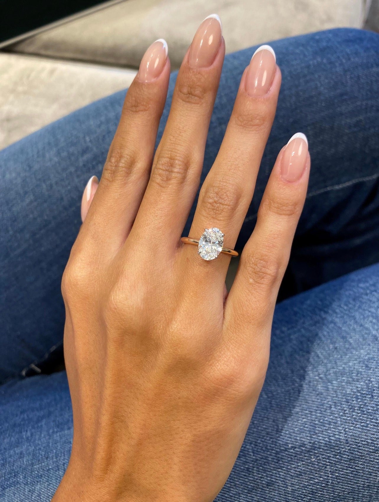 Oval Cut Hidden Halo Engagement Ring