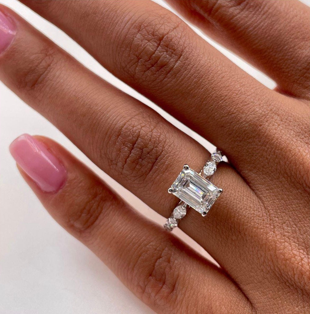 2ct Emerald Cut with Marquise Band