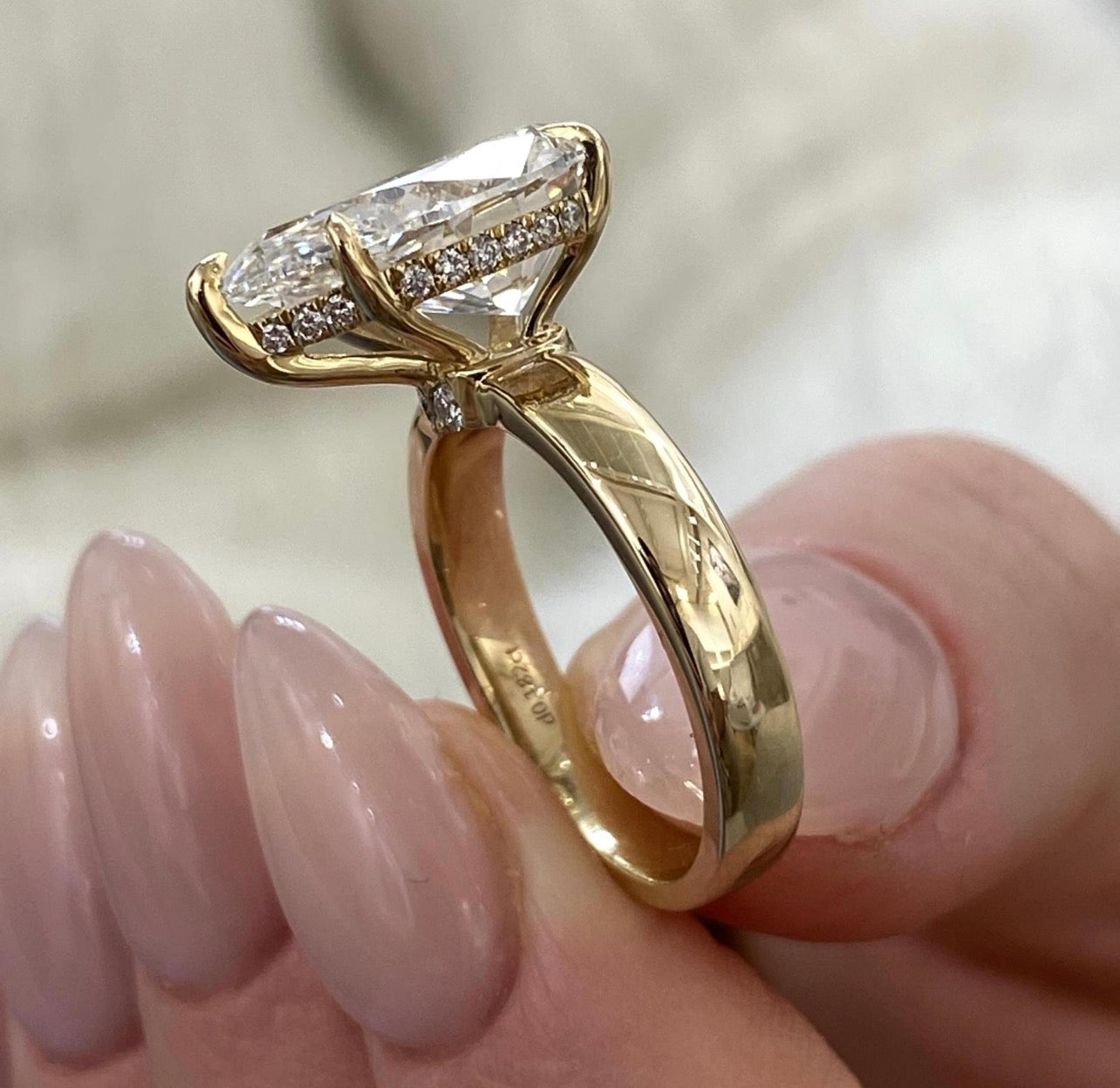 4ct Pear Cut Hidden Halo Ring