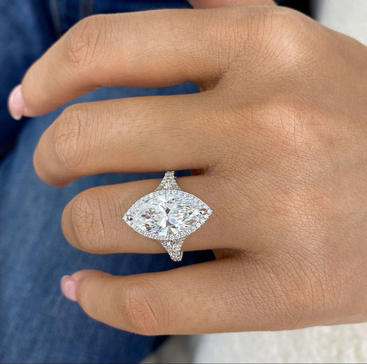 4ct Marquise Cut Split Band Engagement Ring